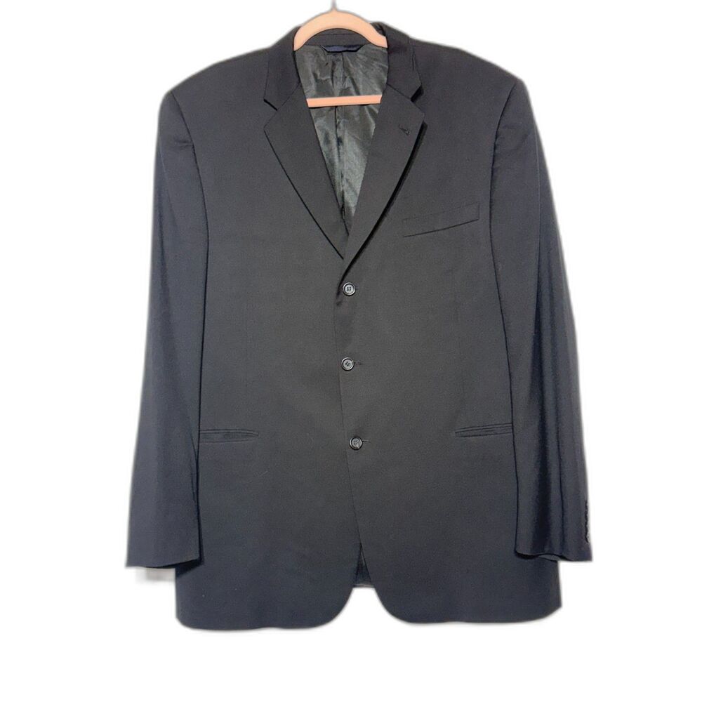 Burberry London Bond Street Suit Jacket Mens 48L Black Wool 3 Button Blazer